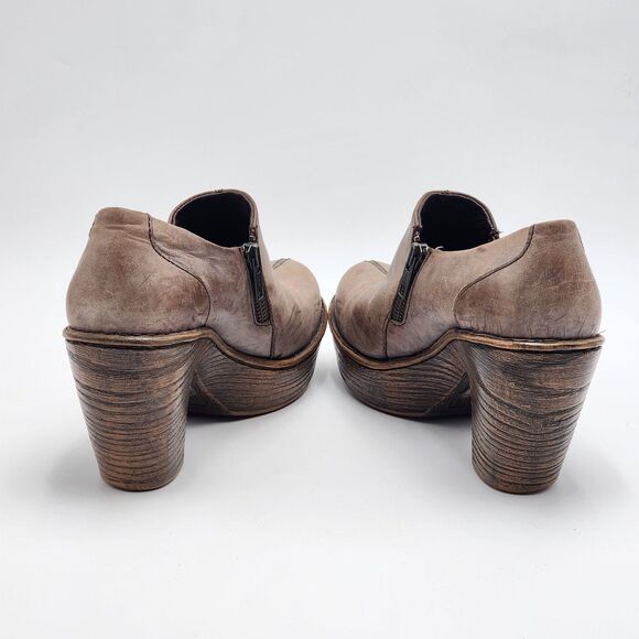 Born Famke Taupe Leather Heeled Clog Booties Size 7.5 - Picture 6 of 11